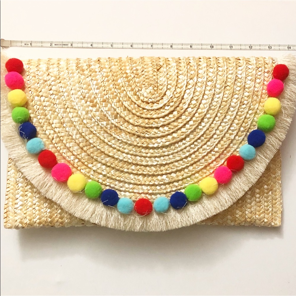 New #Straw Fringe Pom Pom Clutch - Picture 4 of 8